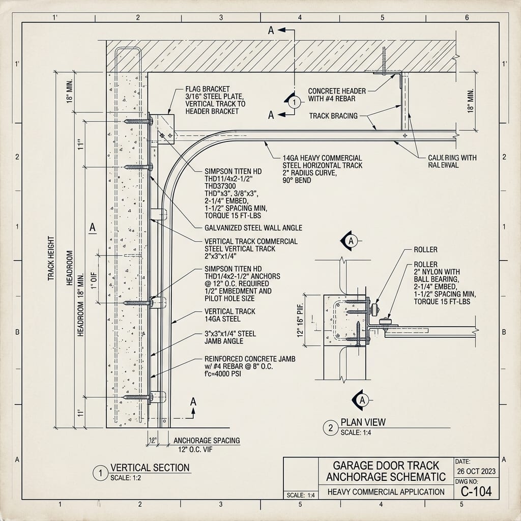 14-Gauge Heavy Commercial Steel Tracks & Jamb Anchors Blueprint Schematic | Six Senses Builders