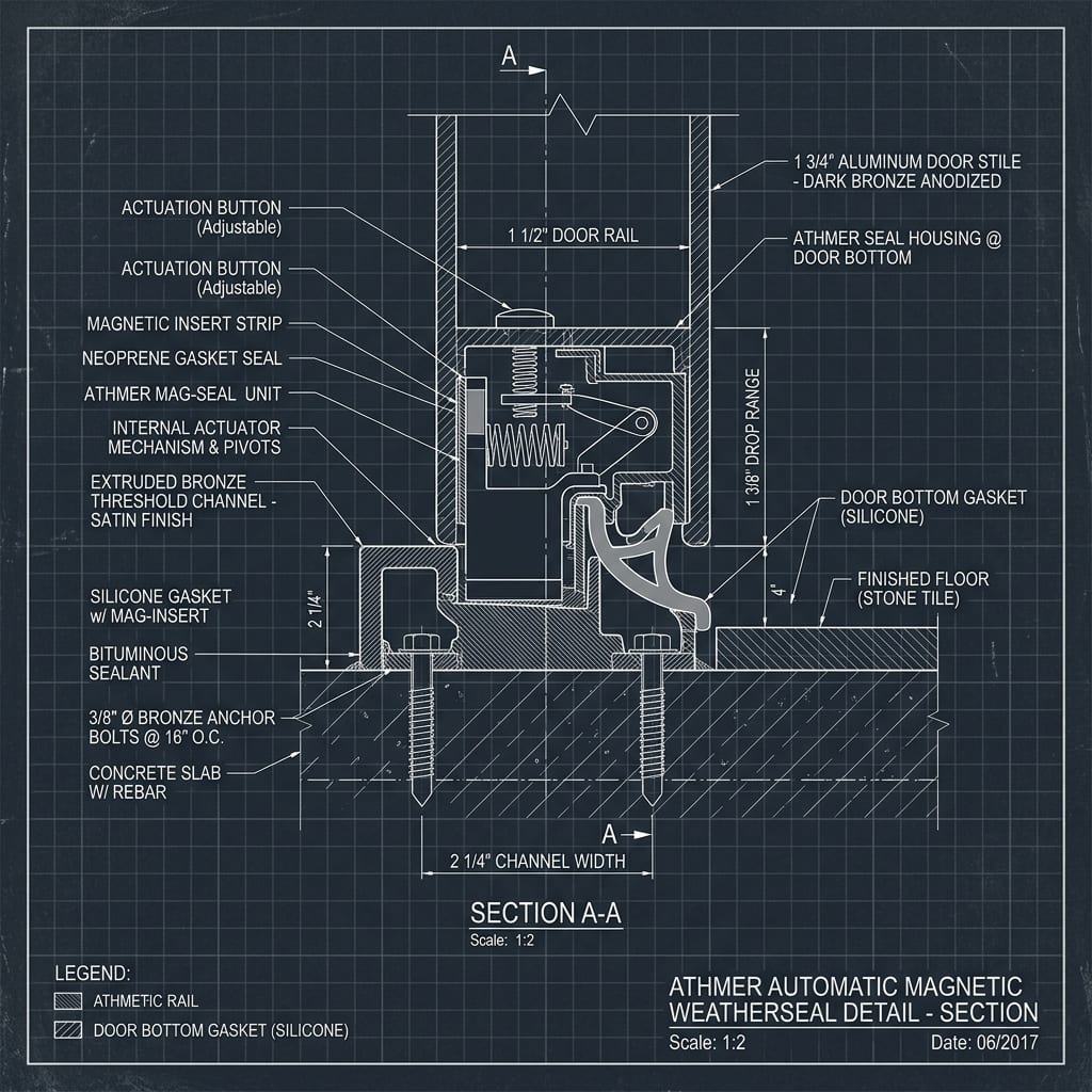 Athmer Automatic Magnetic Drop-Down Perimeter Seal Blueprint Schematic | Six Senses Builders