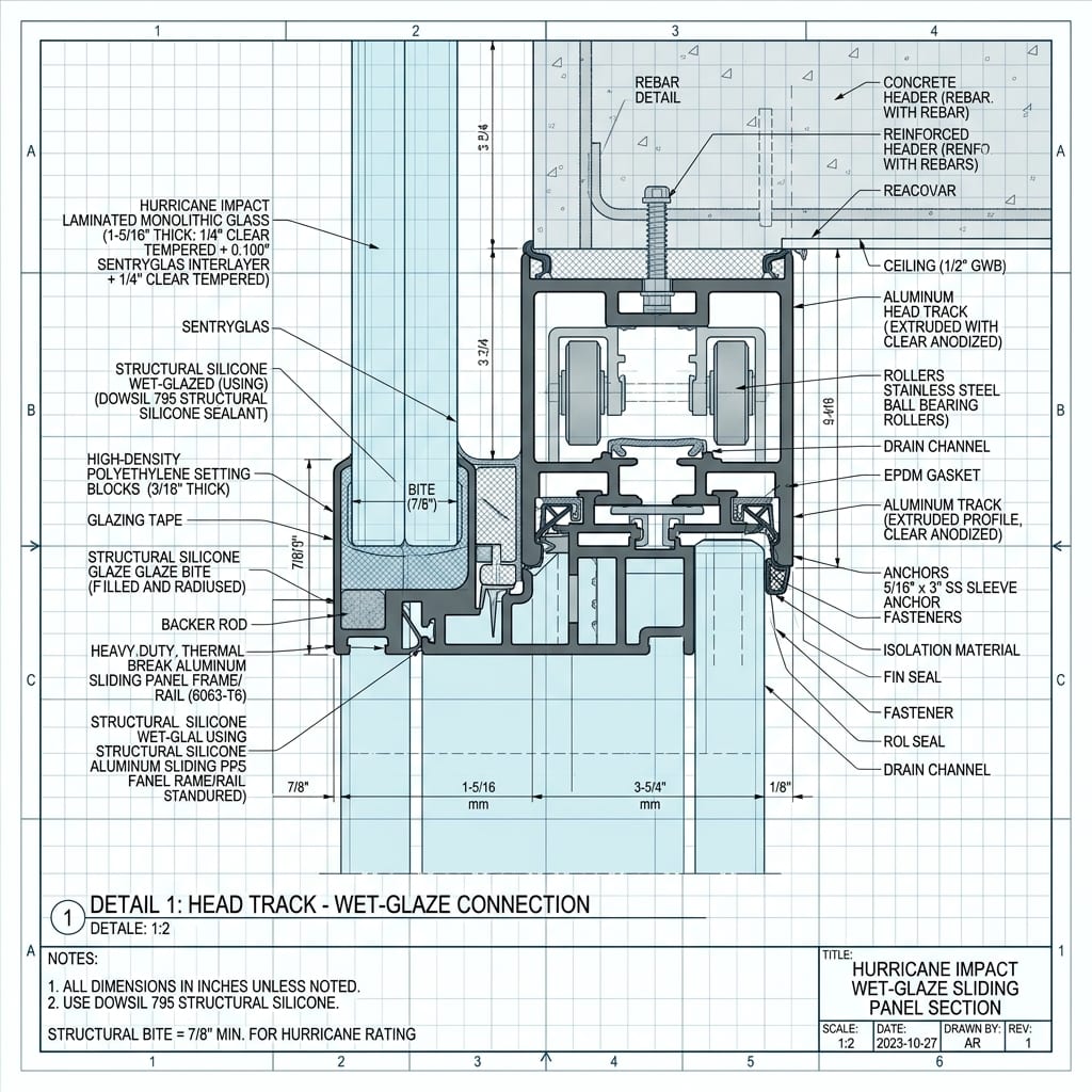 Monolithic Structural Silicone Wet-Glaze Bite Detail Blueprint Schematic | Six Senses Builders